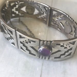 Amethyst Silver Bangle